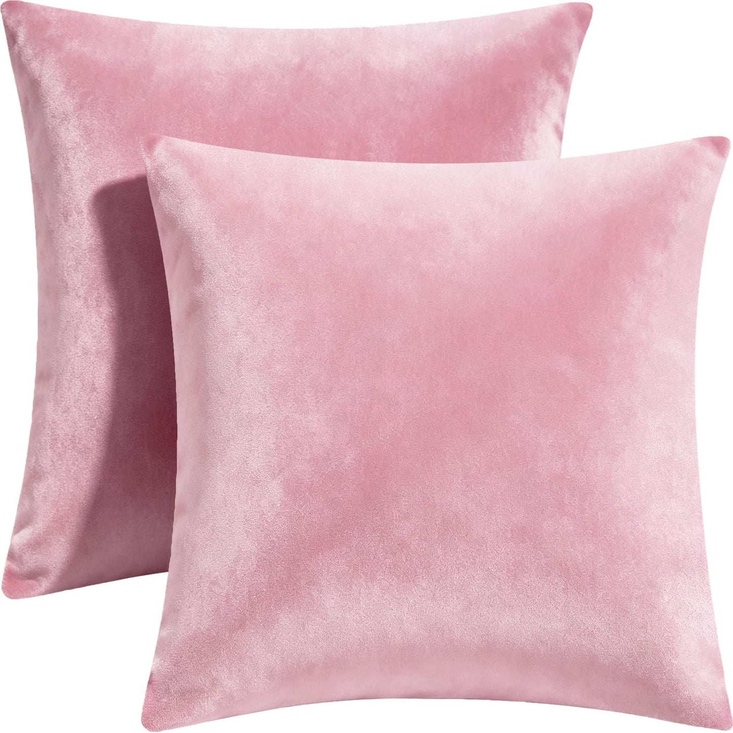 Bunliuys 2 Pack 18x18 Pillow Cover Velvet Pillow Covers, Square Throw Pillow Covers for Living Room Decorations Throw Pillow Case, Throw Pillow Cover Cushion Cover for Sofa Bedroom Car, Bright Pink