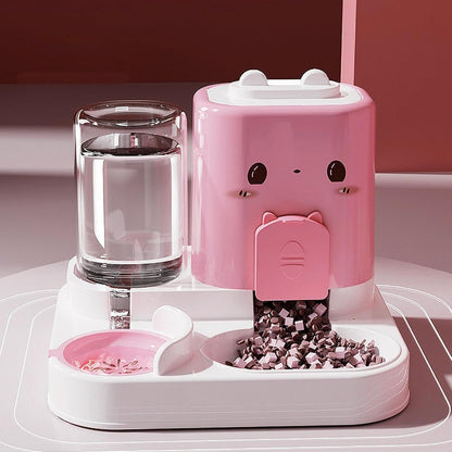 Baoblaze 2 in 1 Automatic Pet Feeder Removable Drinking Household Supplies Water Dispenser Pet Feeding Bowl for Small Dogs Kitten Puppy Bunny Animals, Pink
