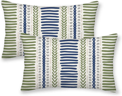 Pink Sage Green Pillow Covers 18x18 Inch 2 Pcs Boho Preppy Polka Dots Striped Decor Throw Pillows Modern Geometric Outdoor Farmhouse Decoration Pillowcase Linen Cushion Cover for Couch Sofa