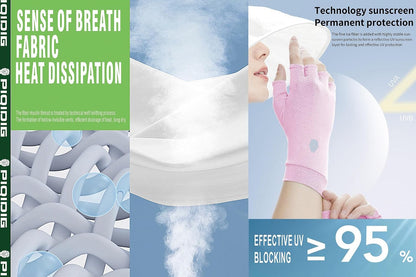 Men's Women's SPF Fingerless Gloves Mittens Sun Protection Unisex Driving Gloves UPF 50+ With Silicone Gel