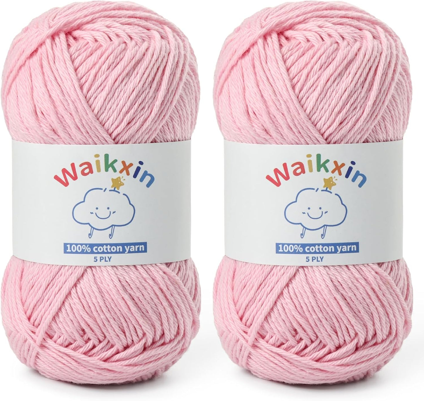 Cotton Yarn for Crocheting - 262.4yds / 3.52oz Baby Yarn for Crocheting Soft - 100% Milk Cotton Yarn 5 Ply Crochet Amigurumi Yarn for Crafts&Puzzle/Socks/Hats(2 Pink)