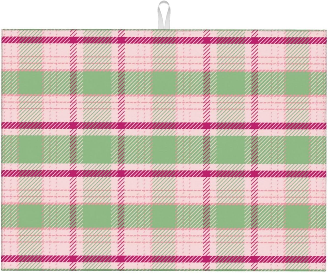 Dish Drying Mat Kitchen Counter Absorbent Light Green And Pink Tartan Plaid Pattern In Fresh Coffee Sink Mat Dish Drainer Pad 18 Inch X 24 Inch