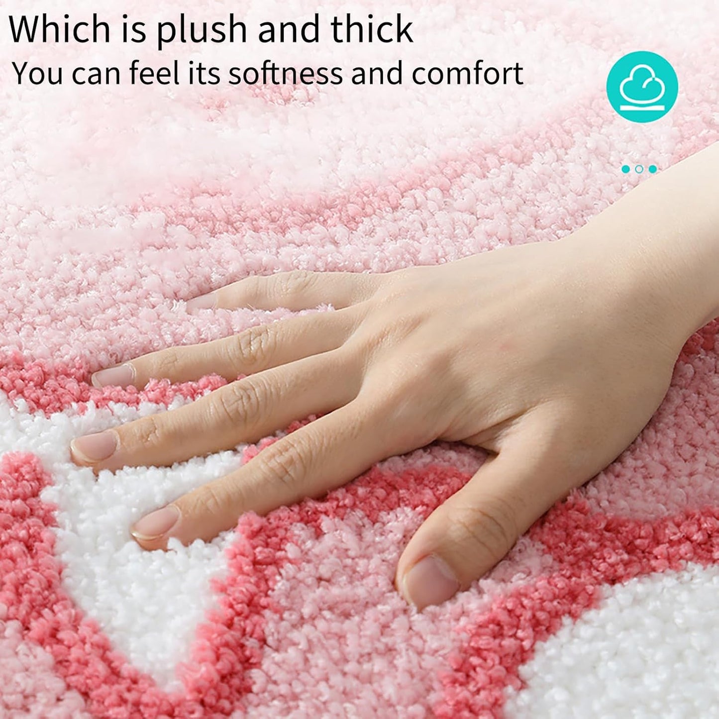 Pink Scalloped Bow Non-Slip Bath Mat - Absorbent Microfiber Shower Rug, Preppy Cute Funny Bathroom Decor, Machine Washable Bathtub Rug (Pink, 20" X 32")