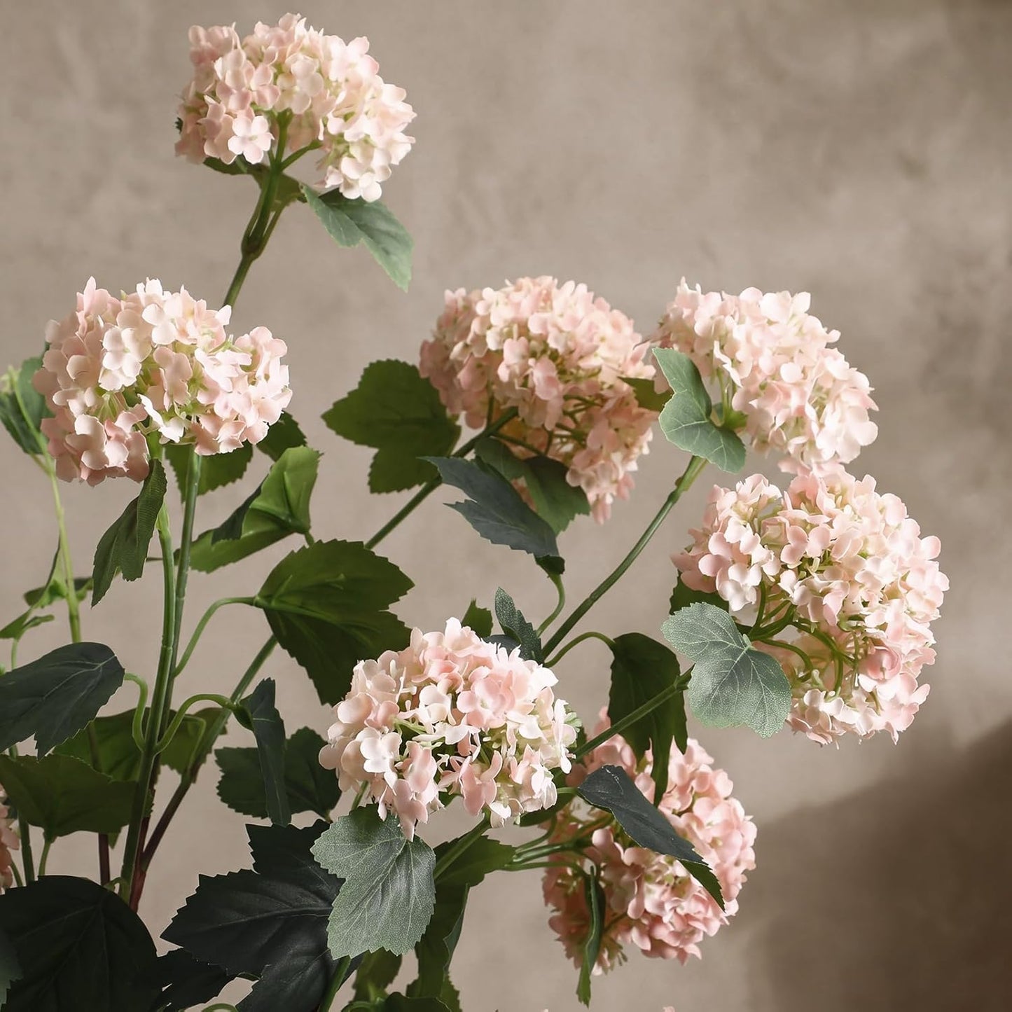 4 Pcs 33" Tall Artificial Snowball Hydrangea Flowers, Silk Hydrangeas with 20 Heads Long Stem for Tall Vase Decor, Wedding Table Centerpiece, Outdoor Living Room Arrangement(White Pink)
