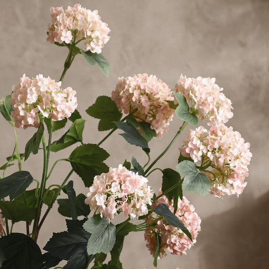 4 Pcs 33" Tall Artificial Snowball Hydrangea Flowers, Silk Hydrangeas with 20 Heads Long Stem for Tall Vase Decor, Wedding Table Centerpiece, Outdoor Living Room Arrangement(White Pink)