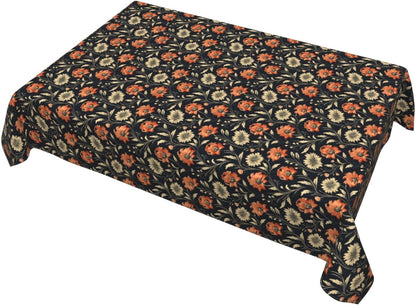 Victorian Simple Floral Pink Flower Rectangle Tablecloth, Drop Shapes Table Cloth Dining Table Cover for Kitchen Restaurant Party Buffet Picnic, 52x70 Inch