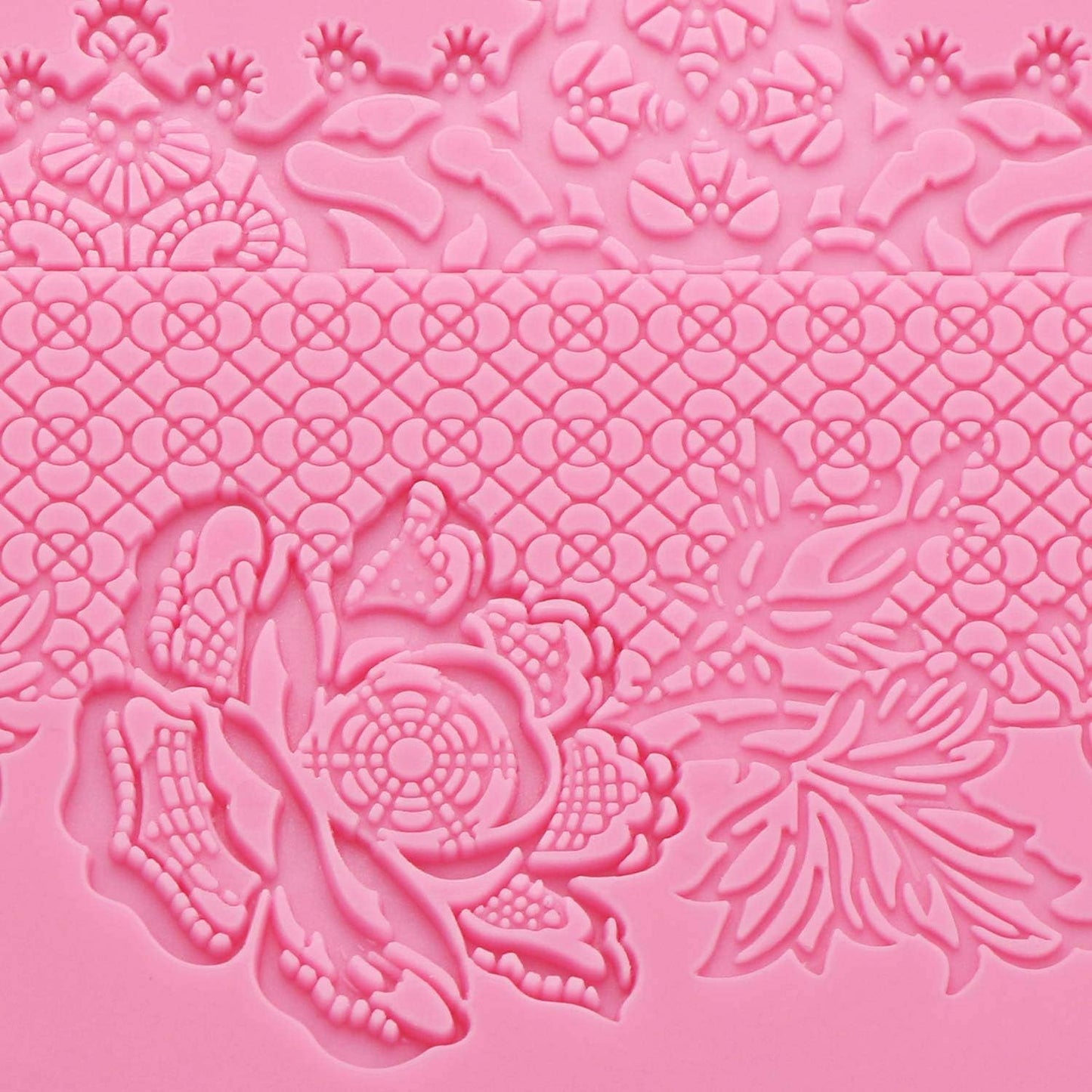 Beasea Lace Molds for Cake Decorating, 5pcs Silicone Fondant Lace Mats Pink Flower Pattern Silicone Molds for sugar lace Craft Tools