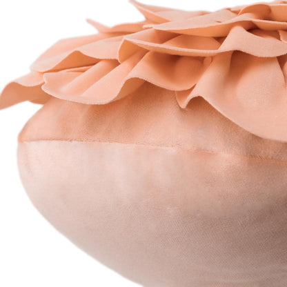 JWH 3D Flower Throw Pillow Cover Decorative Round Pillow Case Floral Cushion Velvet Pillowcase for Bed Sofa Couch Car Decor 14x14 Inches Peach Pink