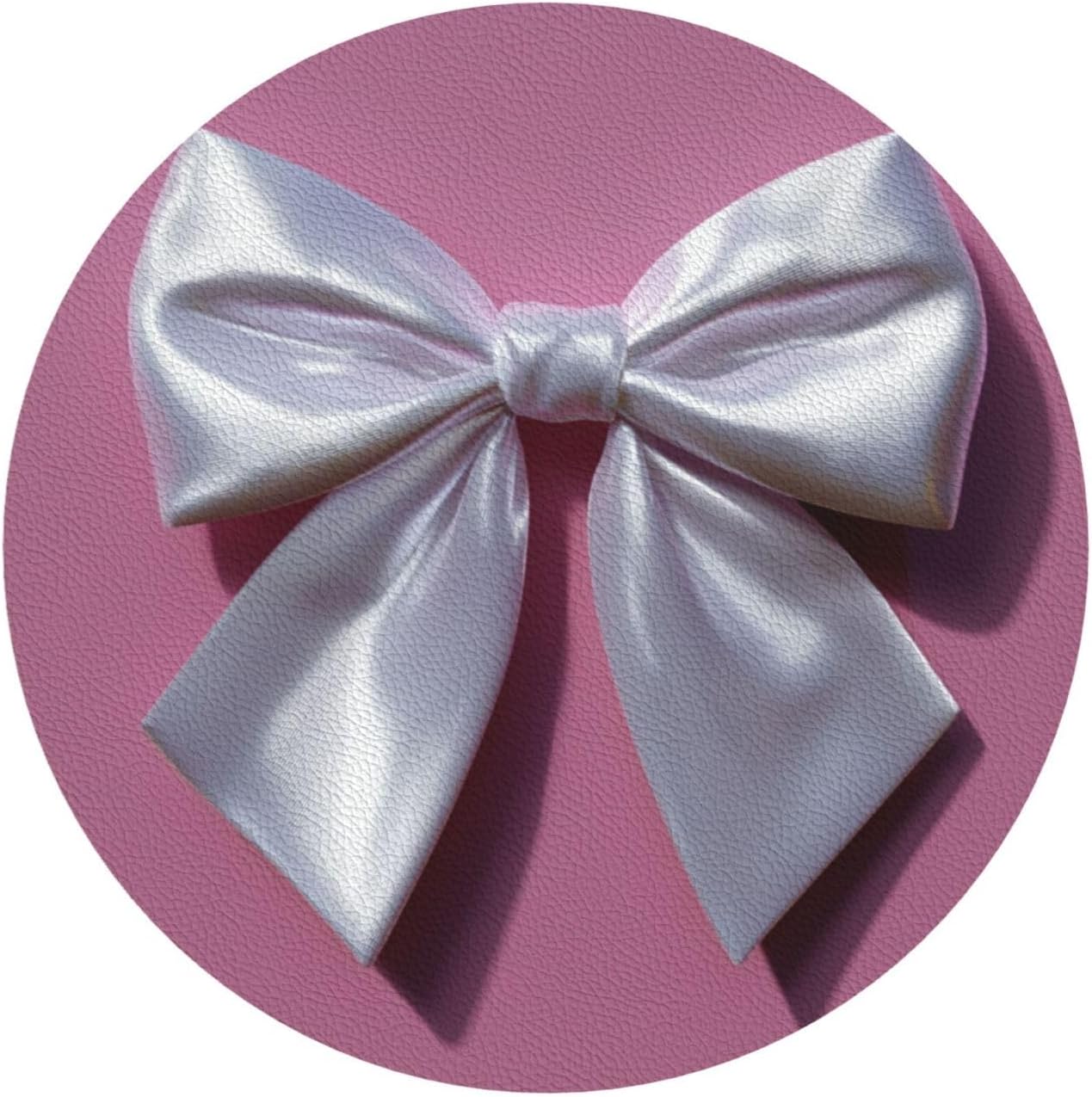 White Satin Bow On Light Pink Drinks Coasters Set of 4 Leather Drink Coasters for Tabletop Protection Heat Resistant Bar Cup Mat Pad