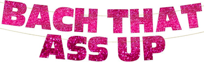 Pre-Strung Bachelorette Pink Glitter Banner - Bachelorette Party Decorations for Her - Party Supplies, Favors and Gifts