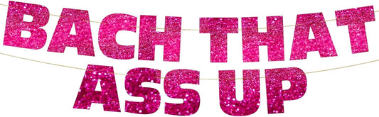 Pre-Strung Bachelorette Pink Glitter Banner - Bachelorette Party Decorations for Her - Party Supplies, Favors and Gifts