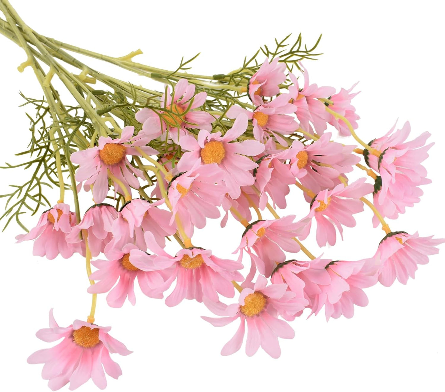 Artificial Daisy Flowers 6 Bundles 21” Faux Silk Daisy Flowers with Stems for Home Garden Vase Decor, Pink