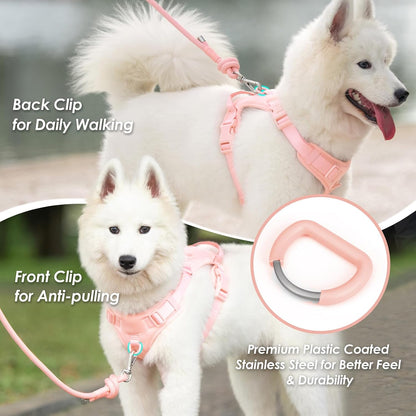No Pull Dog Harness, Puppy Vest with Front Clip for Small Medium Large Sized Dog(Light Pink,S)