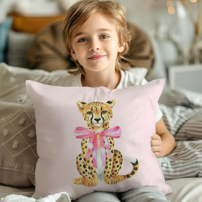Pink Cheetah Throw Pillow Covers 18x18inches, Coquette Bow Leopard Decorative Pillowcase Cases, Preppy Trendy Cheetah Throw Pillow Covers for Couch Sofa Home Girly Room Bedroom Dorm Decor