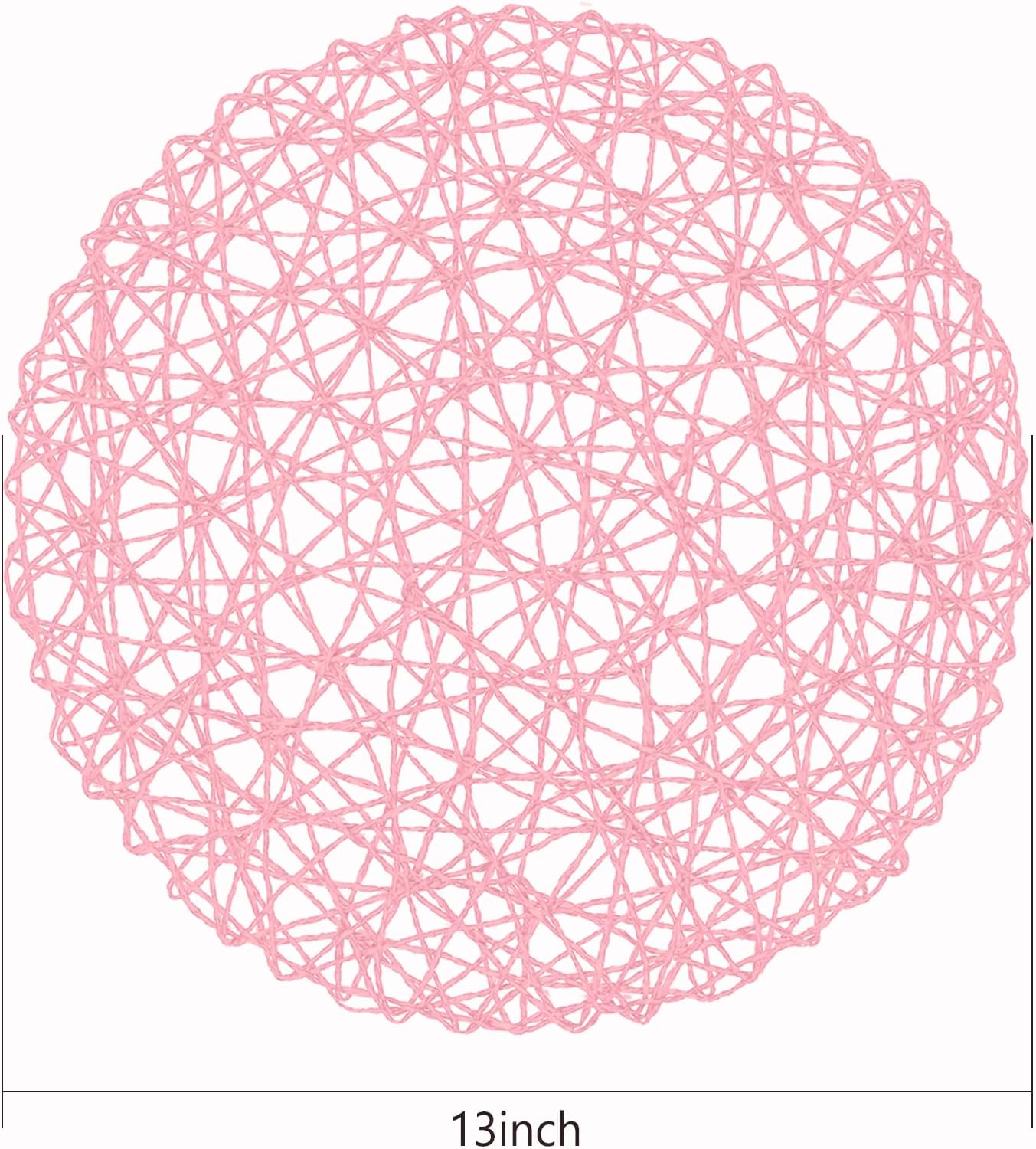 AHHFSMEI Paper Braided Round Placemats Set of 8 Natural Non-Slip Heat Resistant Table Mats for Dining Tables Woven Indoor Outdoor Place mats(Pink,8)