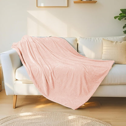 Flannel Throw Blanket 80x90 inches, Cozy for Couch & Bed, Outdoor Camping Travel Blanket Pet Friendly, Room Decor for Spring Summer, Mothers Gifts, Pink