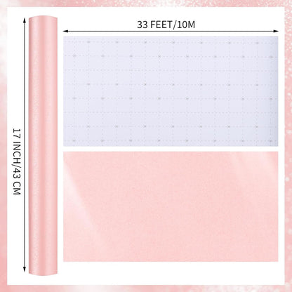 woric Pink Wrapping Paper Roll -Mini Roll- 17 In X 33 Ft | Matte Wrapping Paper with Pearly Shiny and Gridlines for Baby Shower Girls Wedding Bridal Shower Anniversary Birthday Decor