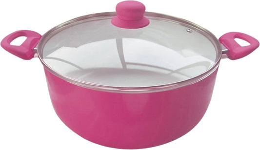 MSV Aluminium Casserole with Lid, Silicone, Pink