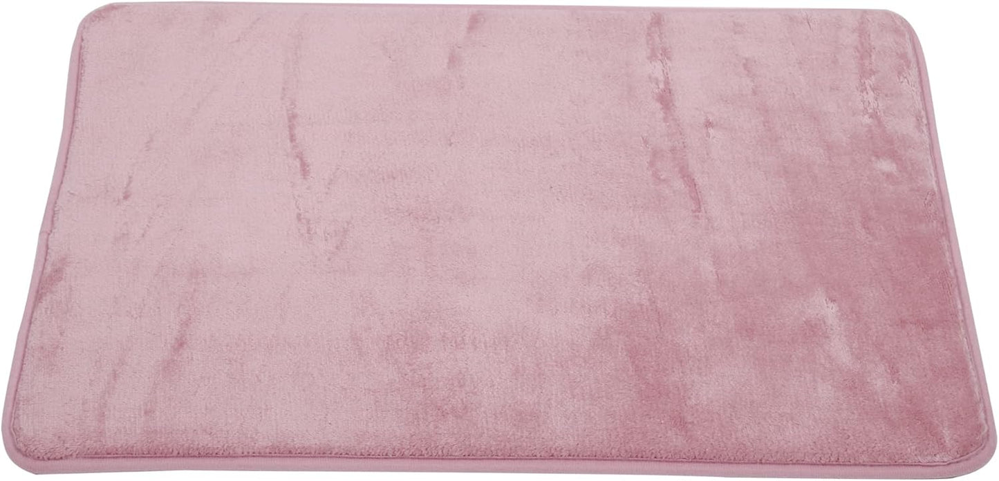 VOCOSTE Solid Color Pattern Bathroom Rugs, Polyester Bath Mat, Machine Washable Pink 60x40cm