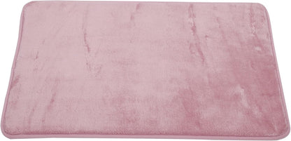 VOCOSTE Solid Color Pattern Bathroom Rugs, Polyester Bath Mat, Machine Washable Pink 60x40cm