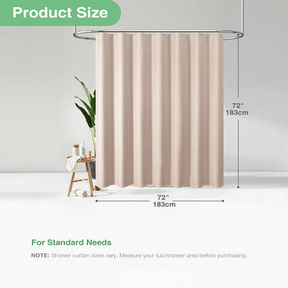 Dynamene Blush Pink Fabric Shower Curtain - Waffle Weave Textured Heavy Duty Cloth Shower Curtains for Bathroom, 256GSM Hotel Luxury Weighted Bath Curtain Set with 12 Hooks,72x72, Blush Pink