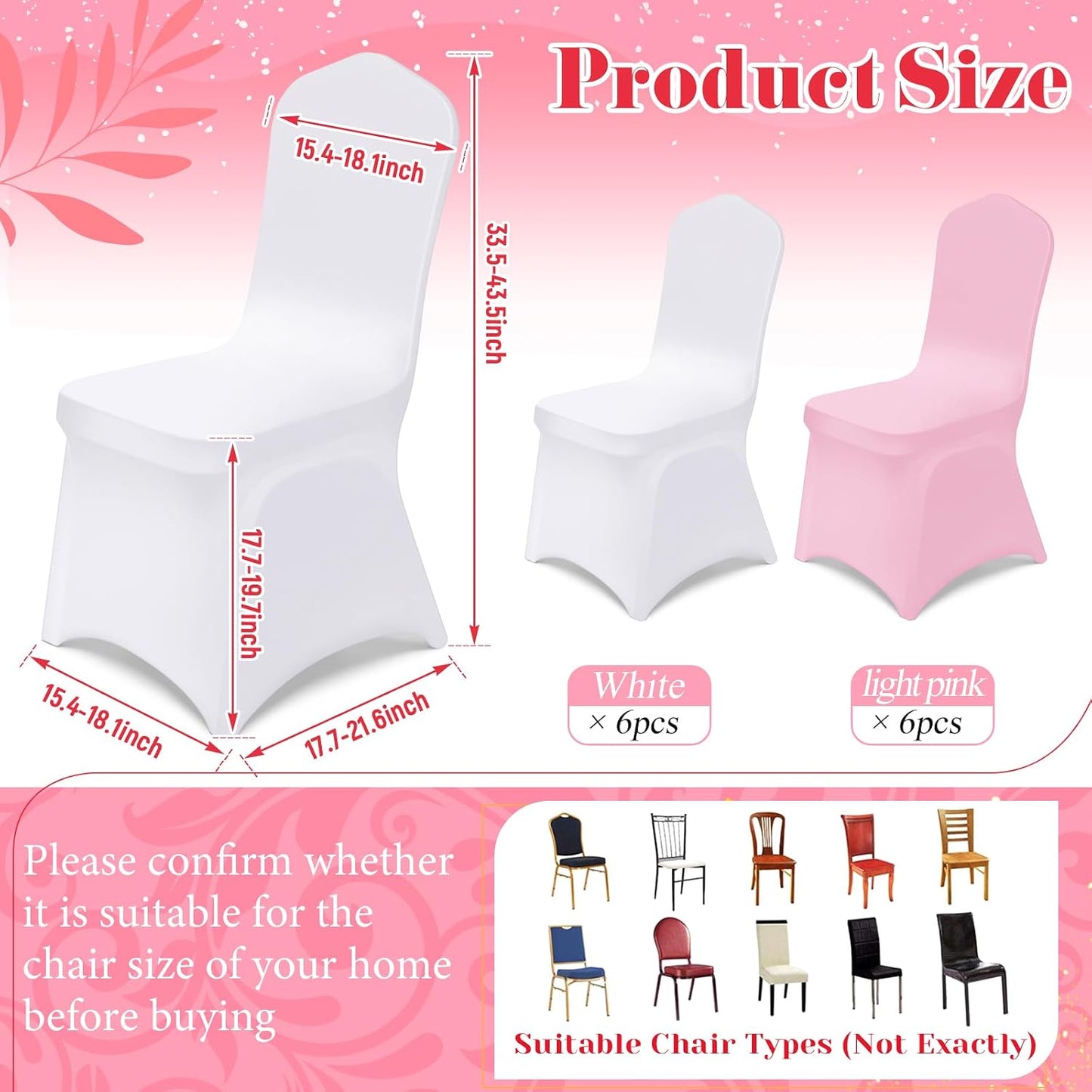 Oudain 12 Pcs Pink White Folding Chair Covers Universal Spandex Slipcovers Washable Removable Stretch Chair Protector Covers for Wedding Birthday Party Decoration