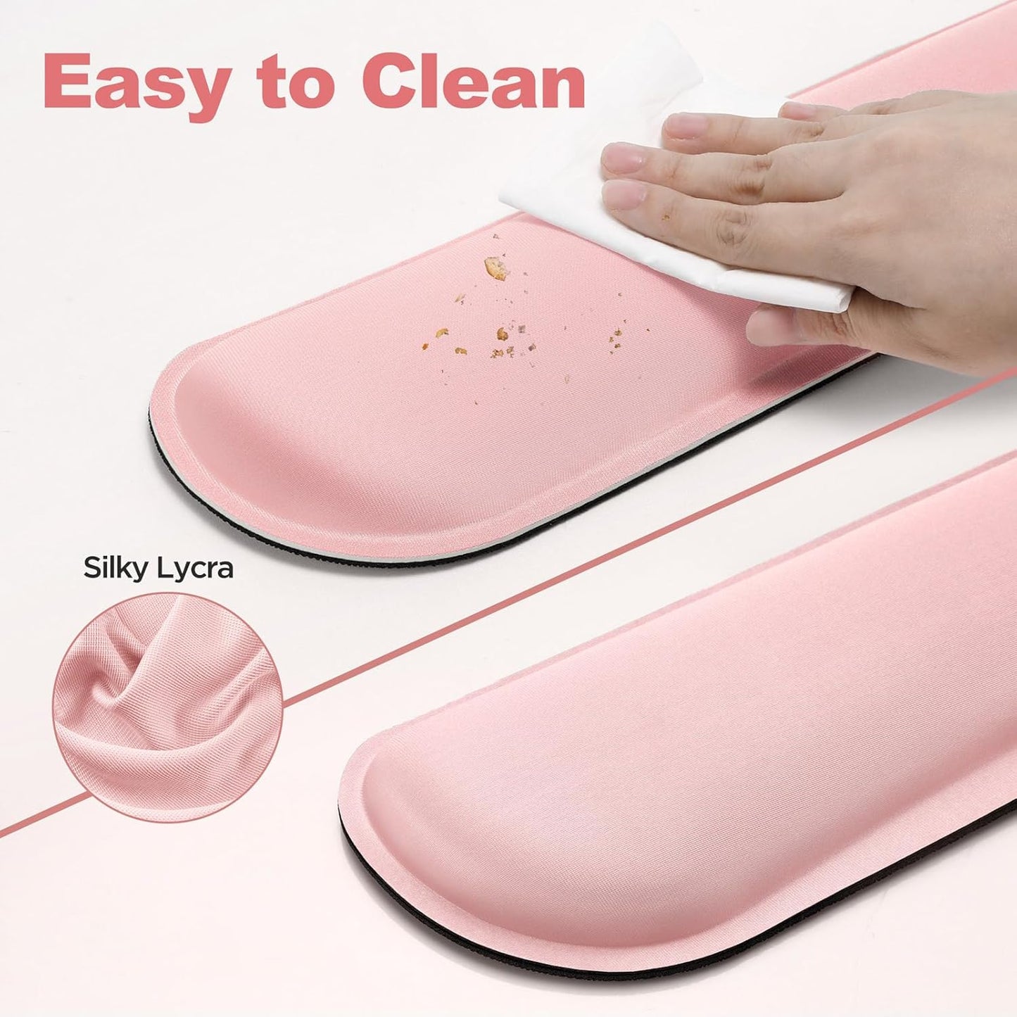 Gimars Upgrade Cleanable PU Leather Keyboard Wrist Pillow Rest Pad, Enlarge Mouse Wrist Cushion Support for Office, Computer, Laptop, Mac, Durable, Comfortable, Pain Relief, Pink