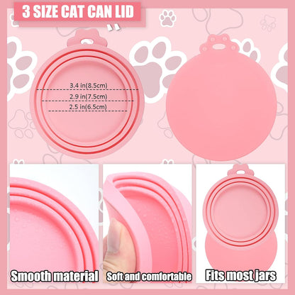 5 Pcs Pet Food Can Supplies Set - Dog and Cat Food Lid, Can Opener, Spoons for Wet Food (Pink)