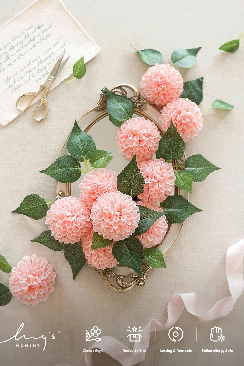 Ling's moment Blush Dahlia Foam Artificial Flowers Real Touch Faux Fake Flower for Home Decor Graduation Baby Shower Decorations Outdoors Party Favors Wedding Gifts Centerpieces Arrangements 25pcs