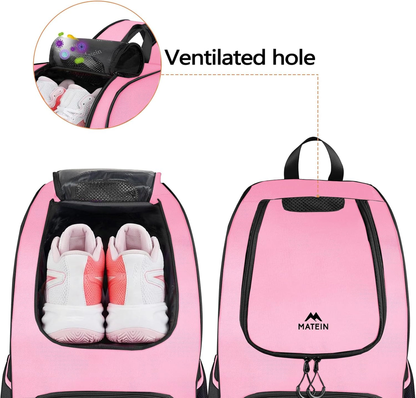 MATEIN Basketball Bag, Sturdy Soccer Bag with Ball Holder & Shoe Compartment, Large Basketball Backpack for Training Equipment, Water Resistant Sports Ball Backpack Fits Volleyball Football, Colorful