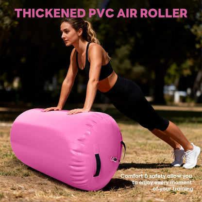 Luocute Inflatable Gymnastics Roller, PVC Back Handspring Trainer Tumbling Equipment with Manual Pump, for Indoor Outdoor Cheerleading Training 0.6x0.8m