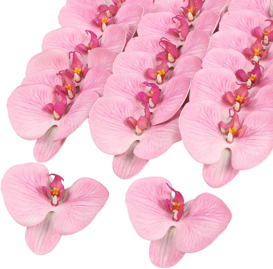 20 PCS Pink Artificial Orchid Flower Heads,4.3'' Real Touch Latex Butterfly Orchid Faux Phalaenopsis Flowers Bulk for Wedding DIY Crafts Hair Accessories Table Centerpieces Home Decor(Pink)