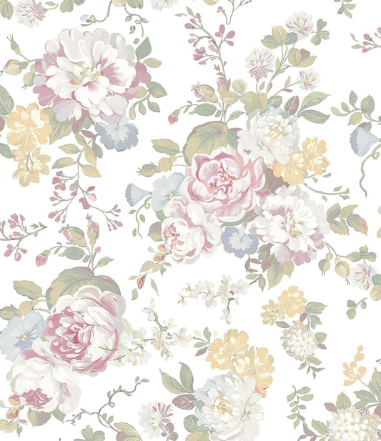 EchoSphere 16.9"x118" Floral Peel and Stick Wallpaper Boho Watercolor Floral and Leaf Wallpaper Removable for Bedroom Cabinets Contact Paper DIY Self Adhesive Wall Paper Vinyl Roll Light Pink Green