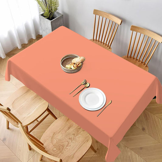Solid Color Peach Modern Elegant Simple Rectangle Tablecloths Washable Oblong Table Cloths for Kitchen & Table Linens Holiday Party Dinner Decor, 60" x 90"
