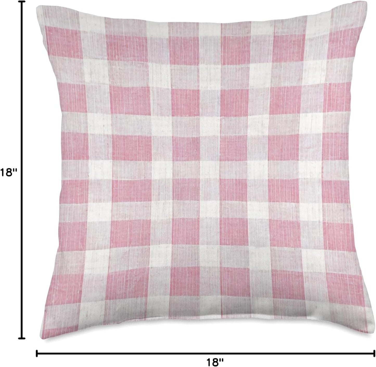 Plaid Pink and White Gingham Check Pattern Throw Pillow
