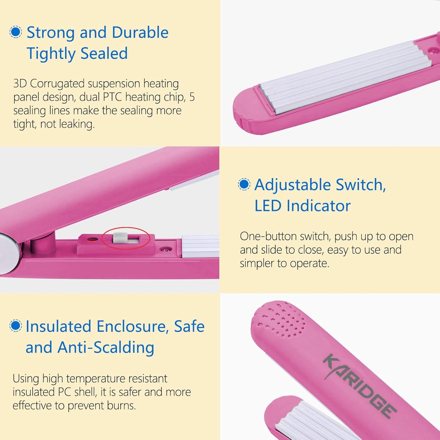 Karidge chip Bag Sealer Mini, Handheld Heat Sealer for Chip Bags and Mylar Bags, Portable Bag Resealer for Food Storage - Pink