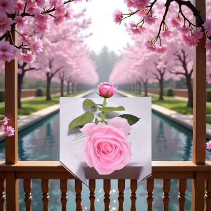 Artificial Silk Rose Stem, 16.8 inches, Single Long Stem Flower for Home Decor, Table Centerpiece Arrangement Valentine's Day Gift (Pink)