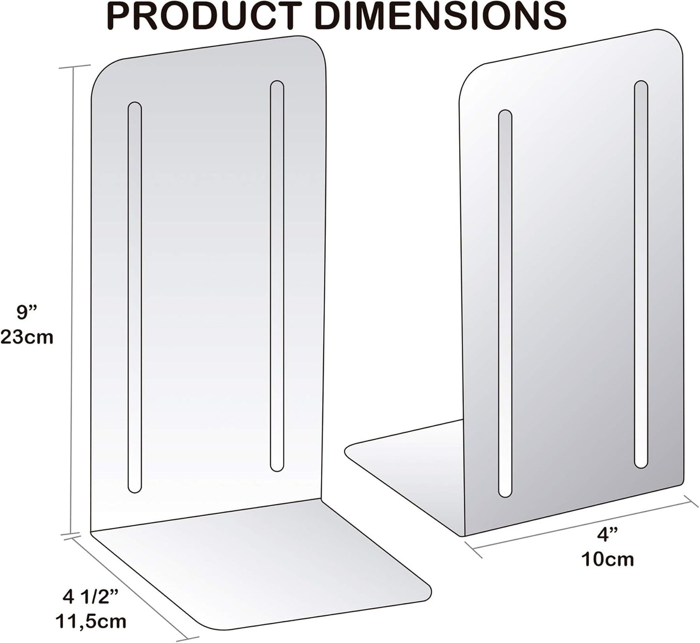 Acrimet Bookends for Shelves, Heavy Duty Steel Metal Book Ends, Non-Skid Book Stopper, Book Storage Holder for Home, Library, Jumbo Large Size 9" H x 4" W x 4 1/2" D, (Pink) (1 Pair / 2 Pieces)
