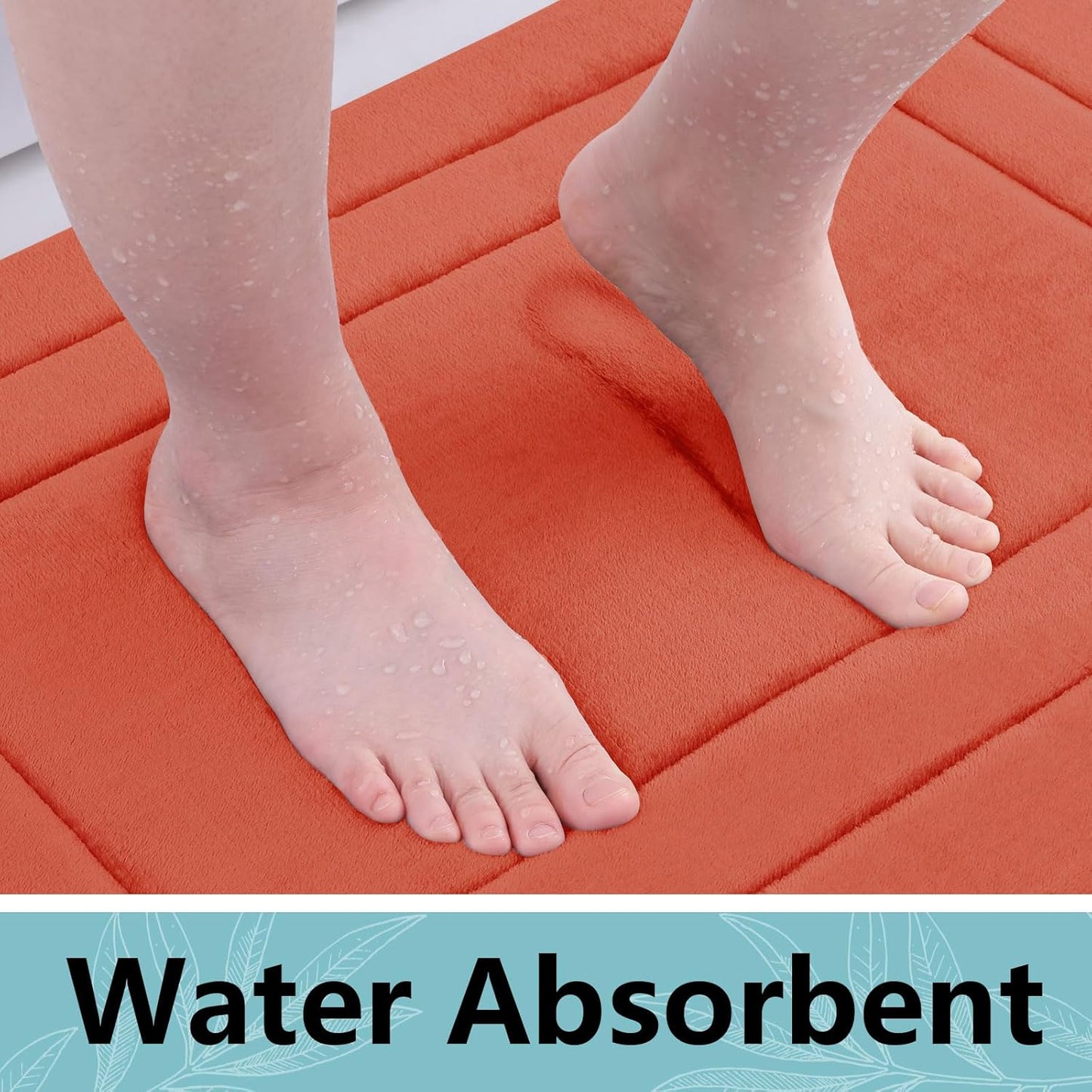 Arotive Memory Foam Bathroom Rug Mat 36x24, Ultra Soft and Absorbent Bath Mat, Machine Wash Dry, Comfortable Bath Rug Carpet for Bathroom Floor, Tub and Shower, Coral
