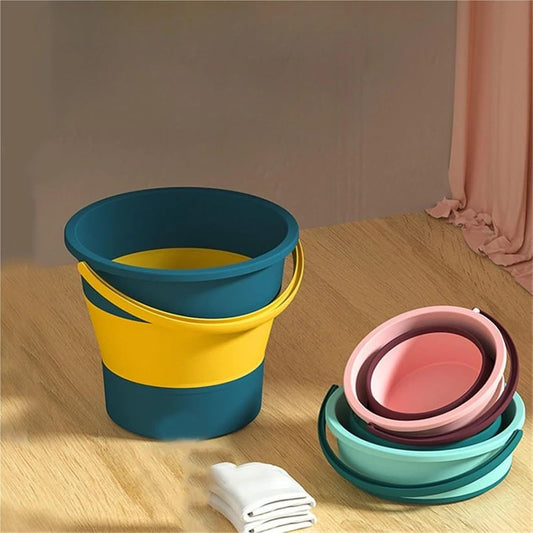 5/10/17L Folding Portable Bucket Car Wash Fishing Bathroom Tool Outdoor Camping Household Supplies for Cleaning Windows(5L,Pink)