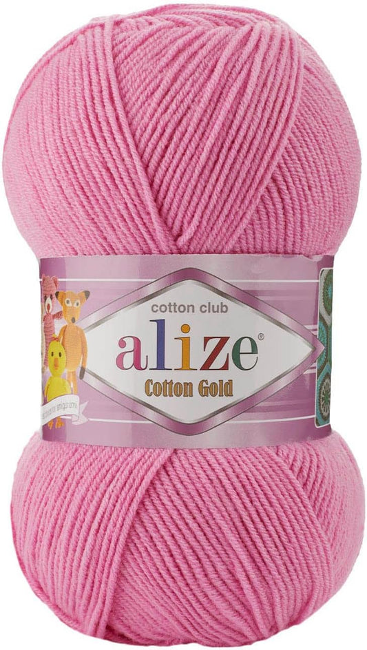 55% Cotton 45% Acrylic Alize Cotton Gold Yarn 1 Skein/Ball 100 gr 360 yds (264 - Pink)