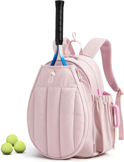 BAGSMART Tennis Gym Bag for Women, Tennis Backpack Holds 2 Rackets with Shoe Compartment, 15.6" Laptop Gym Backpacks for Court, Off-work, Everyday & Overnight Weekend