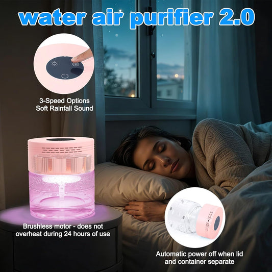 Water Air Purifiers for Home, Water Based Air Purifiers, Quiet 3-Speed Air Washer Aroma Diffuser, 8-Color Light Air Revitalizer, 24H Auto Shut-off Humidifier for Bedroom, Office, Living room, Pink