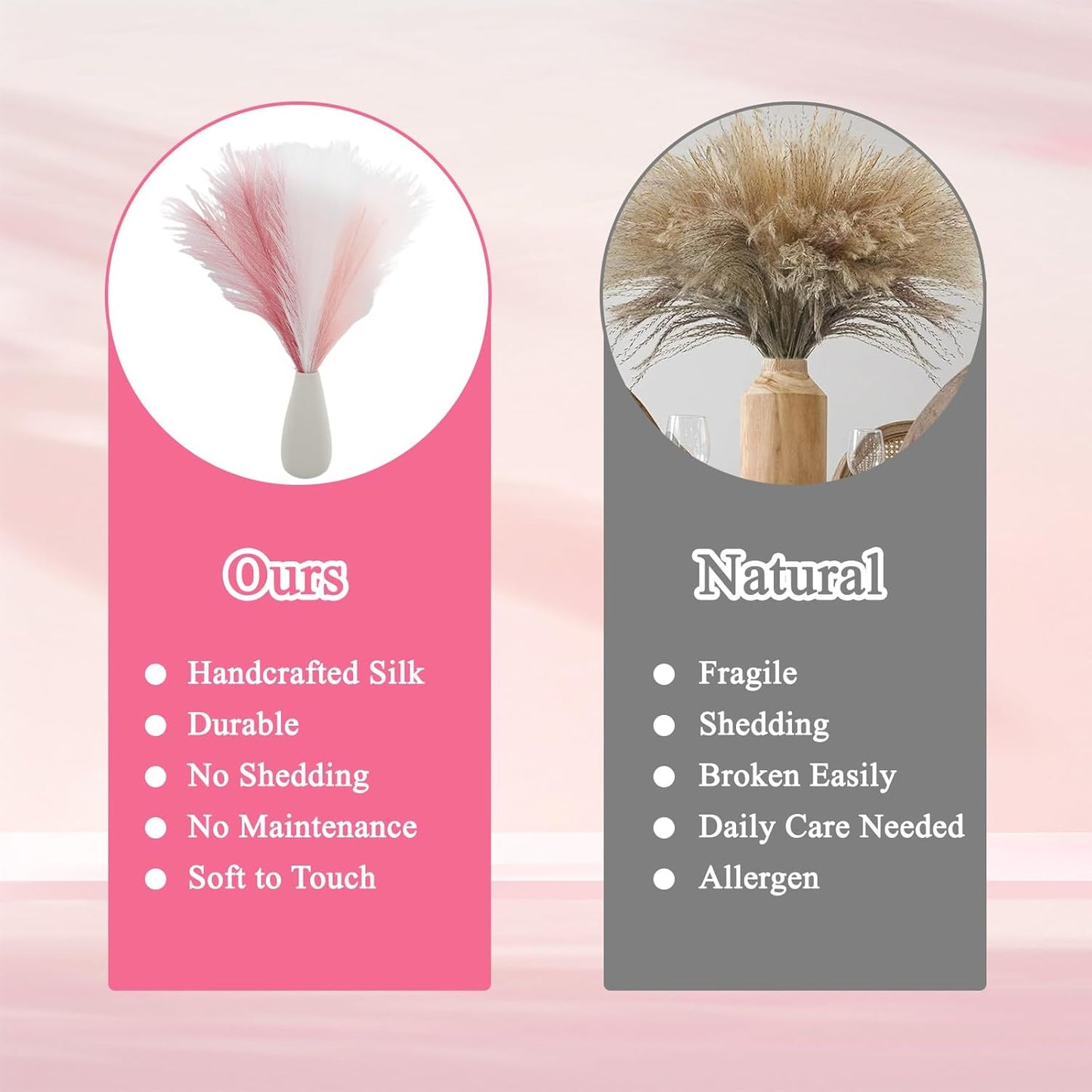 MVVM Blush Pink Pampas Grass Decor,78pcs Artificial Fluffy Pink Decor Flowers Faux Pampas Grass for Home Wedding Living Room Birthday Bathroom Wall Party Christmas Decoration