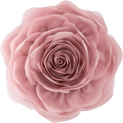 JWH Stereo Flower Throw Pillow Covers Aesthetic Decorative Floral Accent Pillow Cases Round Cushion Handmade Pillowcase for Bedroom Bed Couch Chair Car 12 Inch Dusty Pink