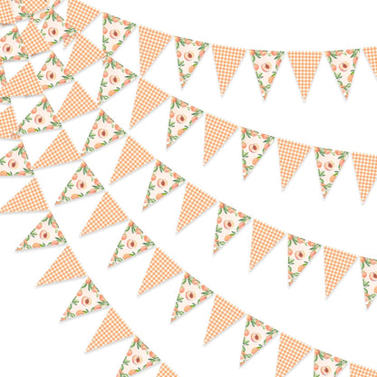 Peach Party Decoration 3PCS Sweet Peaches Party Banners One Sweet Peach Birthday Supplies Pennant Banner Fruit Theme Birthday Hanging Banner for First Bday Baby Shower Bachelorette