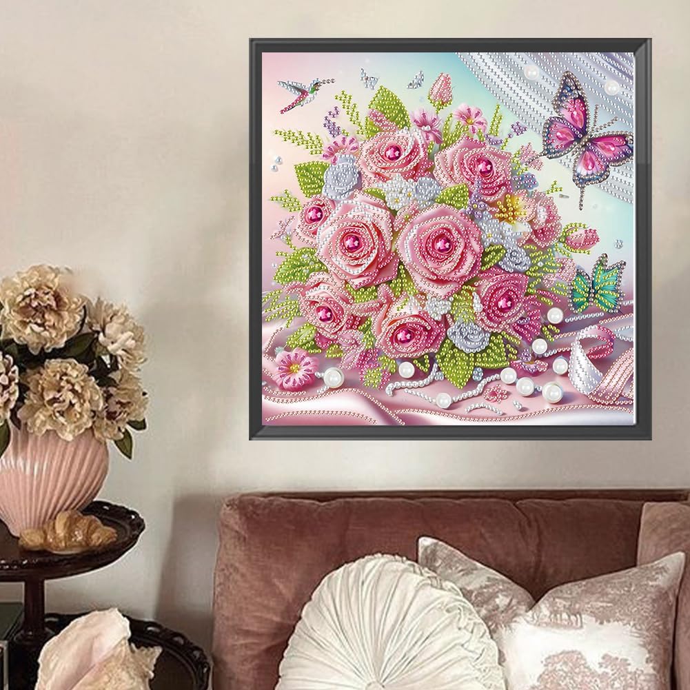 LAKEQUILL 5D DIY Partial Special Shaped Drill Art Painting Kit Flower Decor 30x30cm (AT615)