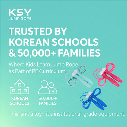 KSY Kids Jump Rope (Crystal Series) – Durable PVC Jump Rope for Kids Ages 6-12 – Lightweight, Adjustable, and Tangle-Free – Made in Korea