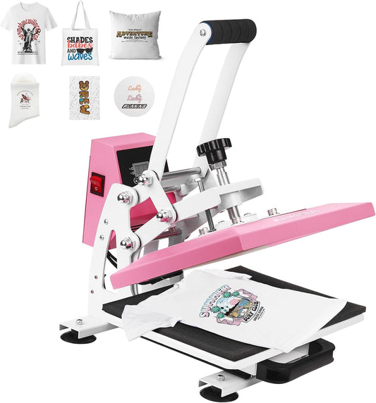 12x10 Inch Heat Press Machine for T Shirts Digital Industrial Sublimation Printer for Heat Transfer Vinyl Intelligent Pink Press Machine for HTV Heat Transfer Projects