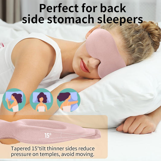 NEWVANGA Sleep Mask for Back and Side Sleeper, Block Out Light, Luxury Sleeping Eye Mask of 3D Night Blindfold, Zero Pressure Breathable Travel Eye Cover Pink
